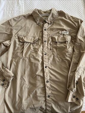 Magellan Tan Casual Button-Down Shirt